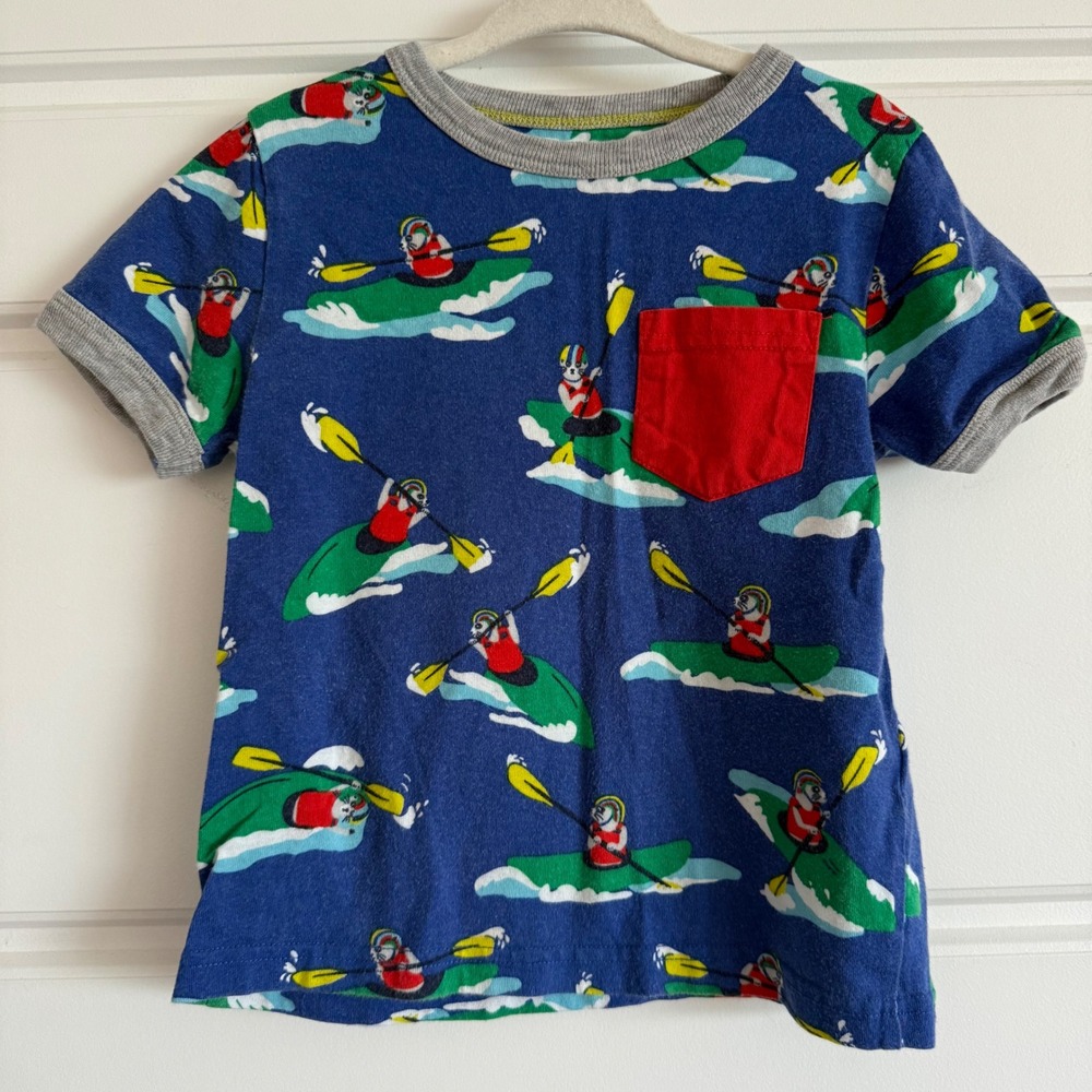 Mini Boden Meerkat Kyaking T Shirt Boys ColorBlock Size 3T Cotton Summer